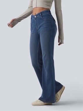 Halara Flex V-Shaped High Waisted Casual Flare Jeans with Pockets